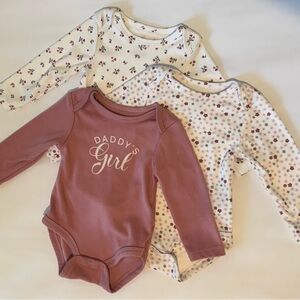 Baby Essentials Mauve and Floral Bodysuit Trio